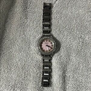 Fossil Pink Dial Silver Bracelet Watch
